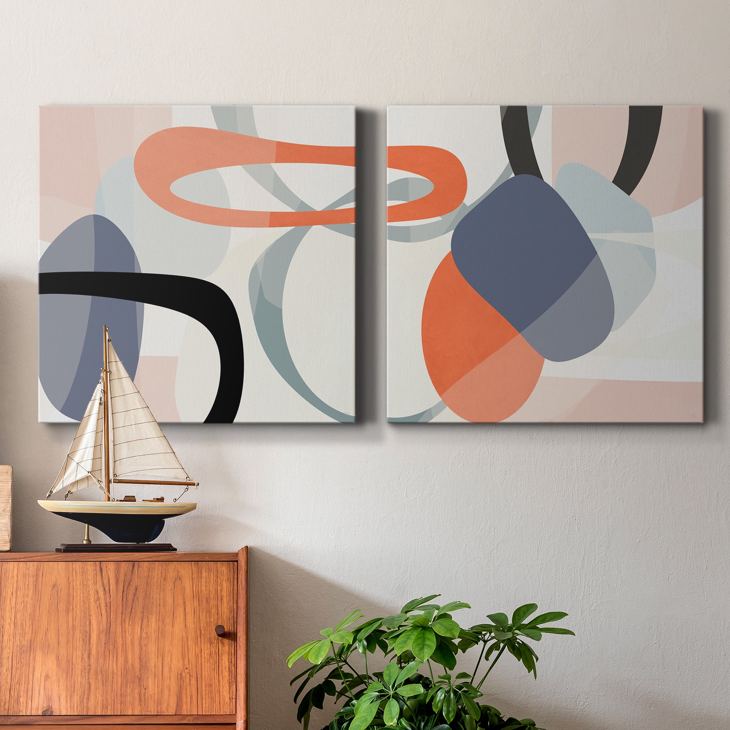 Floating on Silk III - Premium Gallery Wrapped Canvas - Ready to Hang Set of 2 - 40 x 40 Each