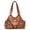 Brown, variant on Women Retro Rivet Shoulder Bag Multiple Pockets Female Travel Handbag (Black)