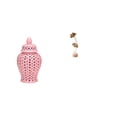 thumbnail image 1 of Jarrón de con tapa y escultura de hoja metálica. Adorno decorativo para arreglos florales y decoración de mesa., 1 of 8
