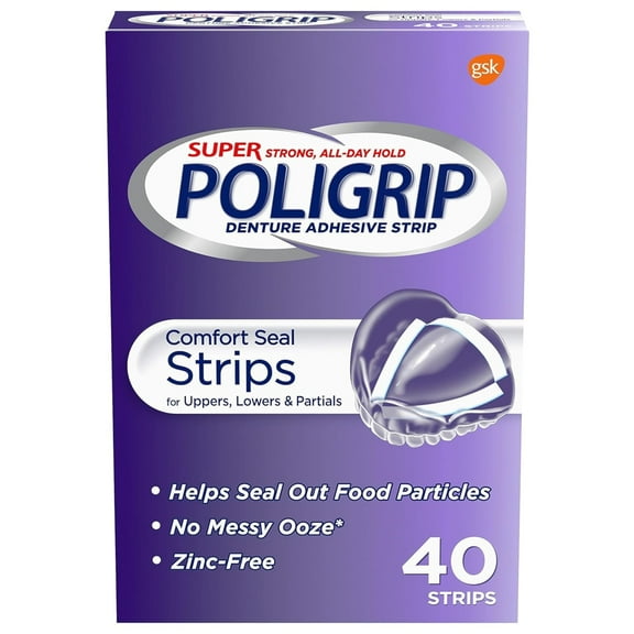 Super Poligrip Strips Size 40 Ct Poligrip Strong All Day Comfort Seal Denture Adhesive Strips C17