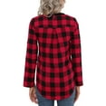 thumbnail image 5 of ADREAMLY Womens V Neck Plaid Shirts 3/4 Sleeve Pullover Tunic Tops Casual Work Shirt, 5 of 6