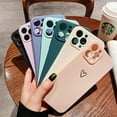thumbnail image 7 of Compatible with iPhone 13 Mini Cute Case Soft Liquid Silicone Gel Rubber Cute Love Gold Heart Pattern for Women Girls Ultra Slim Shockproof Protective Phone Cover Case, 5.4 Inch, Pink, 7 of 7