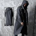 thumbnail image 2 of Men's Long Raincoat Waterproof Reusable Rain Poncho With Hood Hiking Fishing Rain Jacket, Suitable For 70-85kg(1pcs, Black), 2 of 5