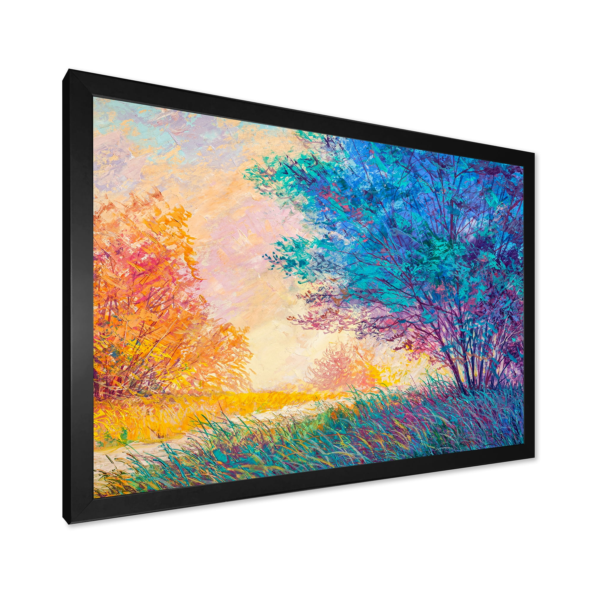 Designart 'Sunset In Autumnal Forest Landscape' Traditional Framed Art Print