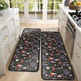 thumbnail image 4 of Kitchen Rugs Sets Of 2,Colorful Mushroom Floral Black Pattern Anti Fatigue Kitchen Mat Rugs Non Slip Washable,Decorative Kitchen Floor Mats for Kitchen,Sink,Laundry,17"x47"+17"x47", 4 of 5