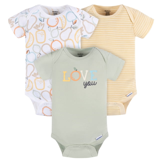 Gerber Essentials Pañalero conjunto body bebé amarillo blanco verde algodón