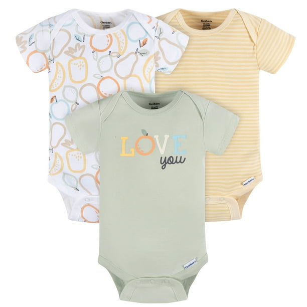 Gerber Essentials Pañalero conjunto body bebé amarillo blanco verde algodón