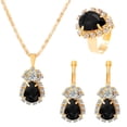 thumbnail image 1 of Nvzi Conjunto de joyas de diamantes de imitación con forma de gota de agua a la moda, collar con colgante de gota de agua retro, pendientes con botón, conjunto de joyas para madre, novia, boda, negro, 1 of 4