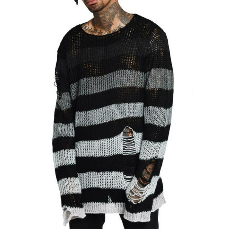 Frayed striped deals sweater