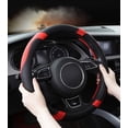 thumbnail image 3 of Funda universal para volante de coche, de microfibra y cuero, 37-38 cm (15"), antideslizante, transpirable y duradera (roja), 3 of 5