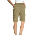 thumbnail image 5 of biudgviw Womens Cargo Shorts Drawstring Elastic Waisted 6 Pockets Rolled Hem Knee-Length Wide Leg Outdoor Hiking Lightweight Bermuda Shorts, 5 of 7