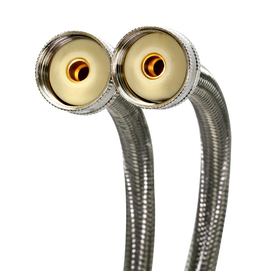 EASTMAN 8' Aluminum Dryer Vent Kit With 2 Stainless Steel Washing Machine Hoses – Complete Laundry Connection Bundle