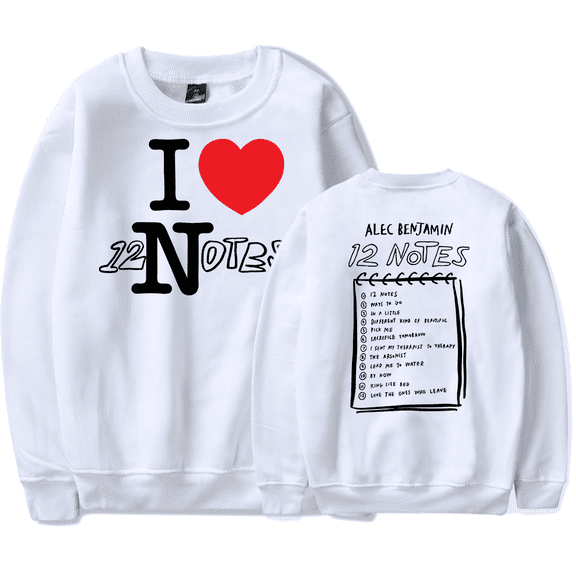Alec Benjamin Merch 12 Notes Crewneck Sweatshirt Merch Casual Sweatshirt Unisex Clothing
