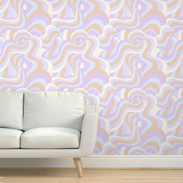 70s Retro Wavy Pattern Wallpaper ,Peel and Stick,Removable Wallpaper