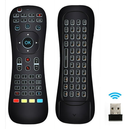 TSV 2.4G Wireless Mini Air Fly Mouse Keyboard Infrared TV Remote Control Backlit C7U6 For