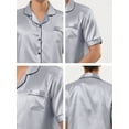 thumbnail image 5 of Unique Bargains Men's Button Down Satin Pajama Sets Short Sleeves Nightwear Medium Gray, 5 of 5