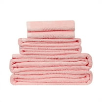 PiccoCasa Cotton 6 Piece Bath Towel Set Soft Absorbent Breathable Pink