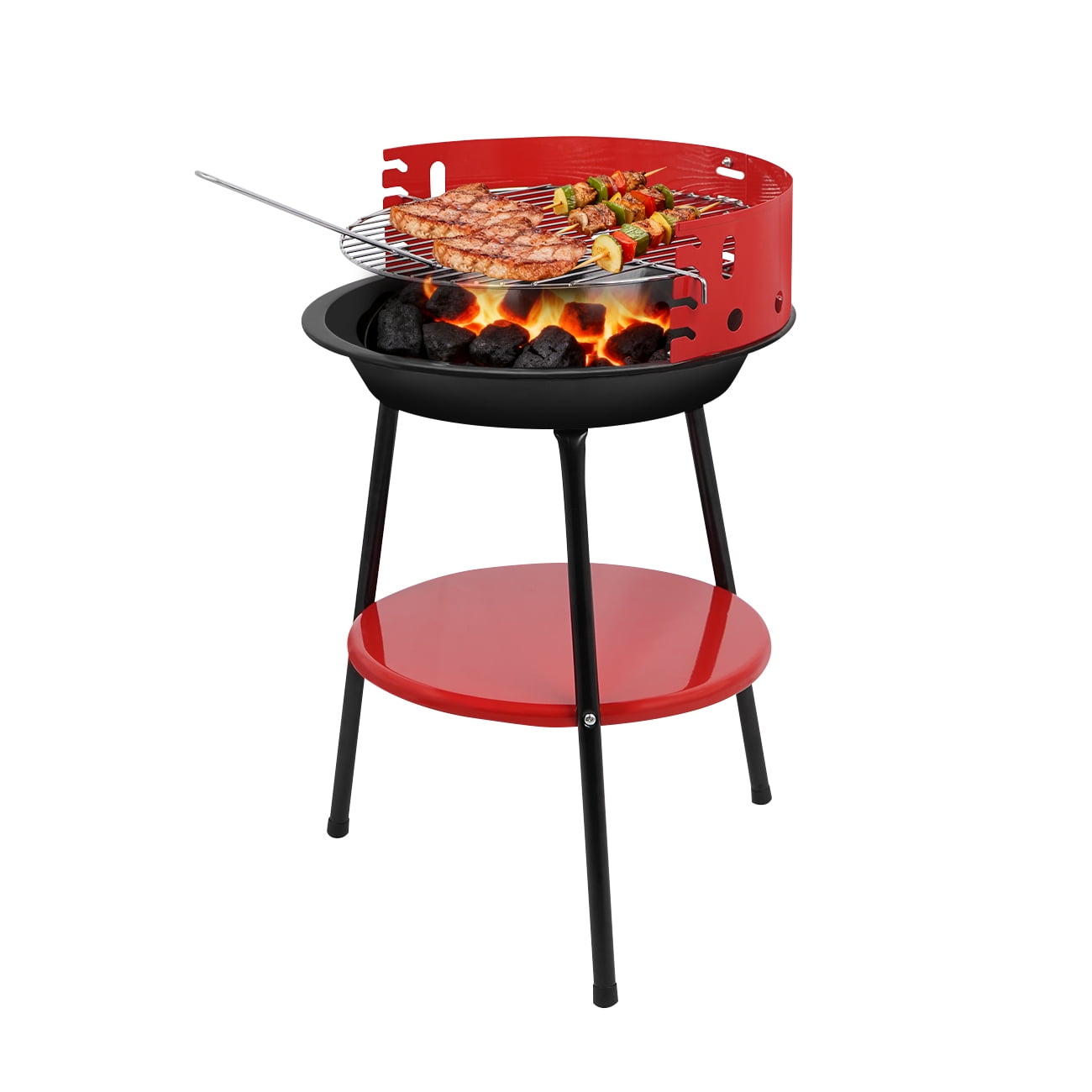 Linsen-outdoors Portable Charcoal Grills For Backyard & Camping Small BBQ Grill Outdoor Activity Red