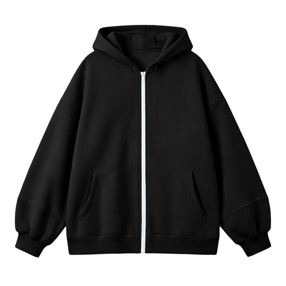 YUEHUA Kids Girls Oversized Full Zip Hoodie Fashion Casual Long Sleeve Sweatshirts Cute Jackets with Pockets 7-14 Years