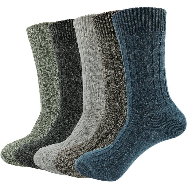 EZGO Men Winter Socks Knit Wool Blend Warm Crew Sock Dress Causal
