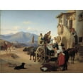 thumbnail image 2 of Jørgen Sonne 14x12 Gold Ornate Wood Frame and Double Matted Museum Art Print Titled - Roman Peasants Going to Market (1836 - 1837), 2 of 4