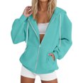 thumbnail image 2 of Zip up Hoodie Women Fall Fashion Y2K Lightweight Sport Jackets Long Sleeve Baggy Oversized Hooded Sweatshirts Blue M, 2 of 6