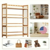 (Non27.78) Four-Tier Bamboo Bathroom Shelf, Multifunctional Adjustable Bookshelf, Freestanding Detachable Storage Rack Space-Saving Easy Assembly for Kitchen Living Room