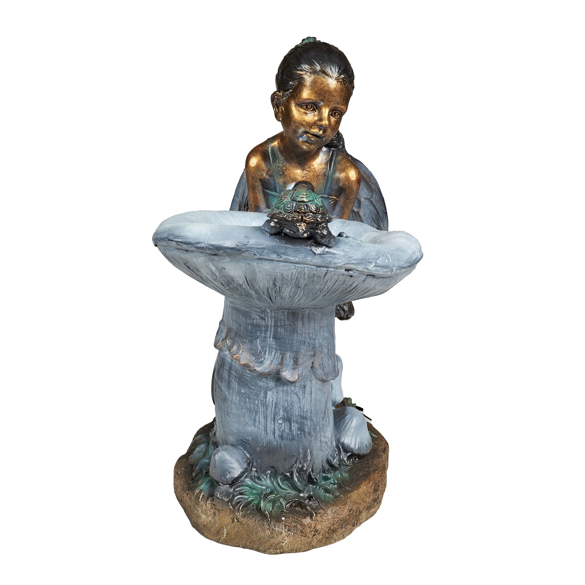 Girl Playing By Water Fountain with White LED