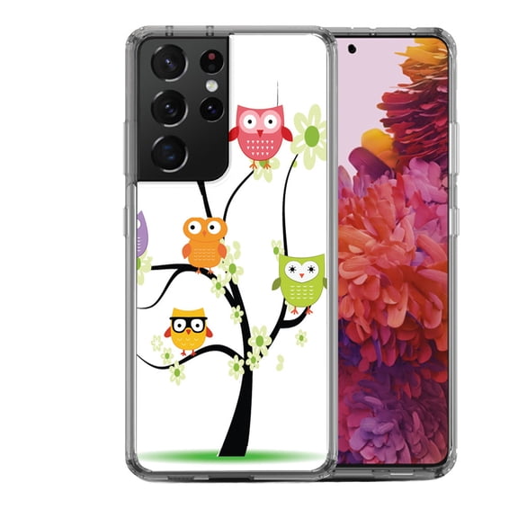 Shockproof Hybrid Bumper Phone Case for Samsung Galaxy S21 Ultra, by OneToughShield ® - Tree Owl