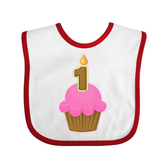 Inktastic Pink 1st Birthday Cupcake Girls Baby Bib