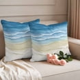 thumbnail image 2 of Outdoor Pillow Covers Sandy Beach Oceans Waves Waterproof Pillow Cases 20x20 Set of 2, Blue Brown Gradient Throw Pillow Cover Pillowcase for Patio Balcony Couch Garden, 2 of 9