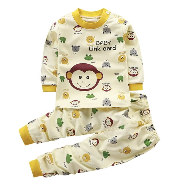 Pisexur Tenue d'Automne pour Bébé Fille Garçon, Ensemble 2 Pcs, Ensembles de Pyjamas pour Tout-Petit Bébé, Chandails à Col Rond à Manches Longues et Pantalons, Mode Décontractée, Ensemble de Vêtements de Nuit en Coton pour Garçons, 3 Mois à 6 Ans