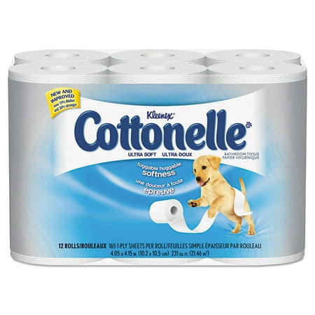 Cottonelle Ultra Soft Toilet Paper  1-Ply  165 Sheets/Roll  12/Pack