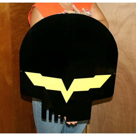 2005-2013 C6 Corvette Jake Skull Large Metal Sign - Black w/ Yellow - 23" x 19"