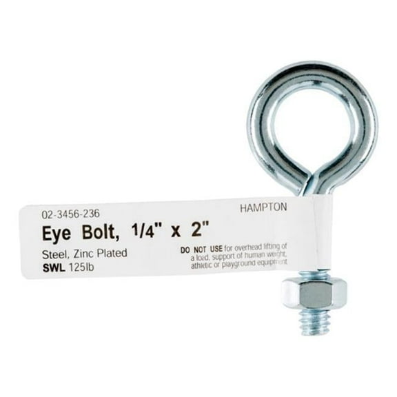 Hampton 1/4 in. x 2 in. L Zinc-Plated Steel Eyebolt Nut Included
