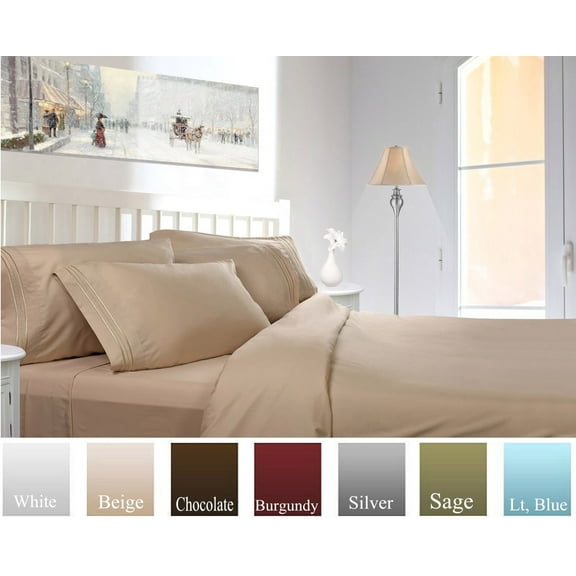 Ruthy's Textile Bed Sheet Set - Hotel Luxury Brushed Microfiber 1800 Bedding - Wrinkle,Fade,Stain Resistant - Hypoallergenic, Soft -Deep Pockets Bed Sheets & Pillow Case Set - 4 Piece (Beige, Full)