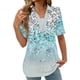 thumbnail image 2 of Tops Cortos para las Mujeres Blusas Impresas Manga Corta Turndown Collar Camiseta, Tops de Blusa para las Mujeres Casual, 2 of 4