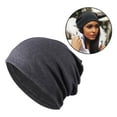 thumbnail image 4 of Slouchy Beanie Stretch Hat Soft Baggy Unisex Loose Hat Chemo Hat Sleep Dark Gray, 4 of 6
