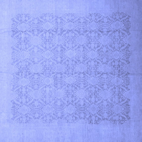 Ahgly Company Machine Washable Indoor Square Oriental Blue Traditional Area Rugs, 8' Square