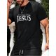 thumbnail image 1 of [Opción popular] Camiseta de verano para hombre: estampado geométrico deportivo informal, cuello redondo, mezcla de poliéster y elastano, lavable a máquina., 1 of 6
