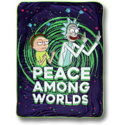 Rick and Morty Blanket, Peace Among Worlds Fleece Throw Blanket, Adult Swim.