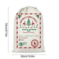 thumbnail image 3 of 27.5in Large Christmas Canvas Drawstring Bag, Santa Sleigh Print Gift Storage Bag with Bells, 3 of 6