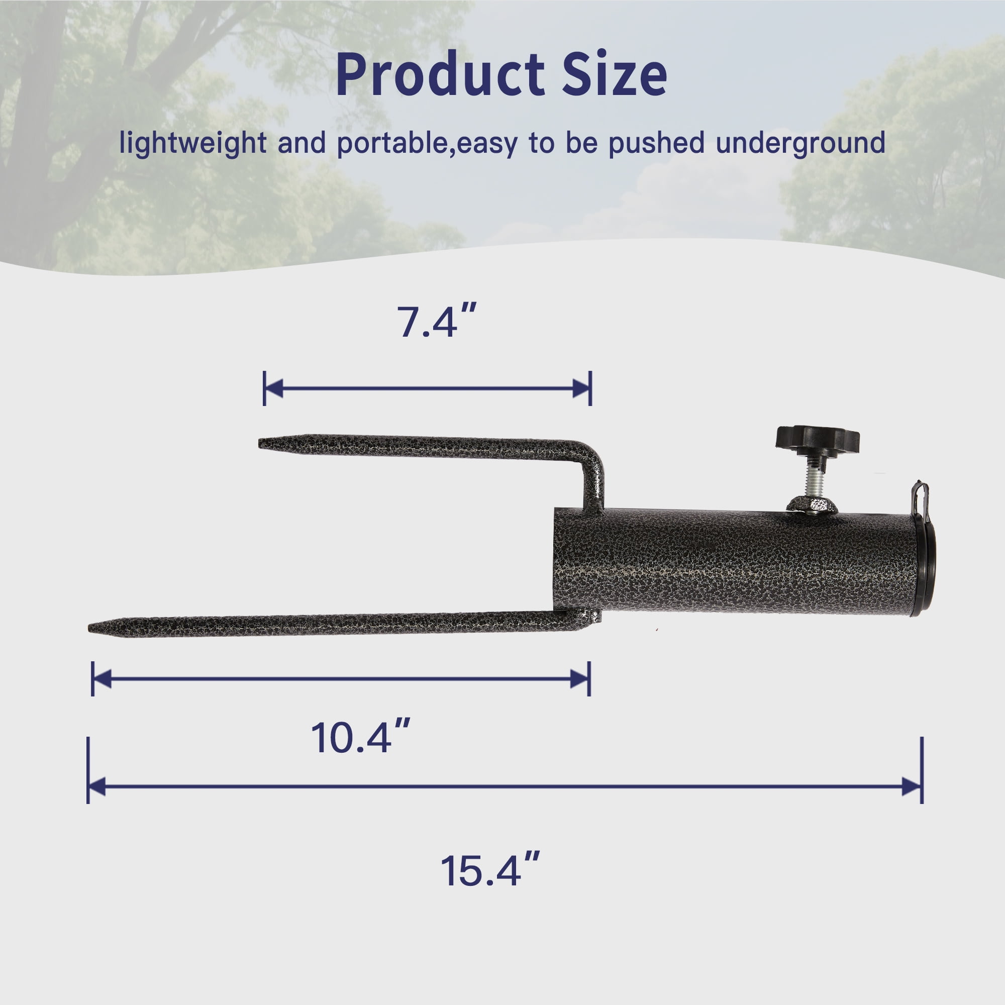 AMMSUN Patio Umbrella Steel Anchor Heavy Duty Ground Auger Base with Forks for Outdoor Lawn