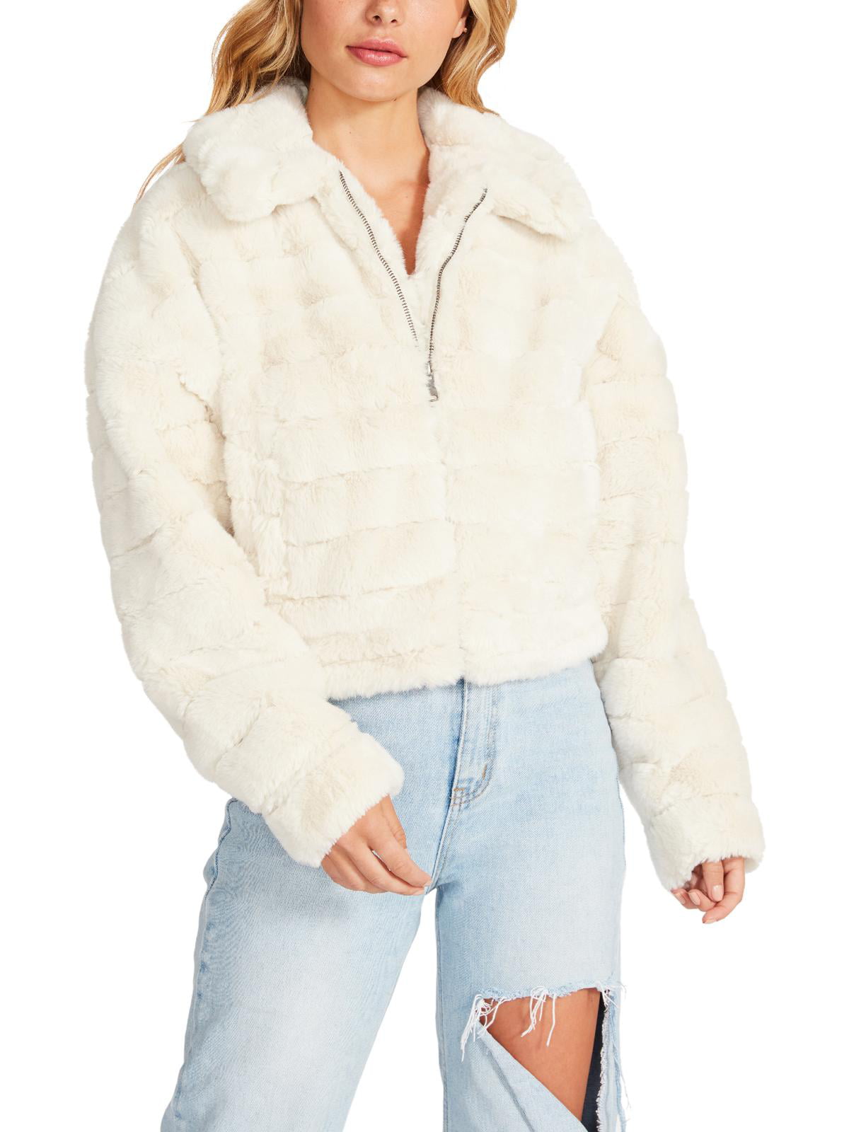 Steve Madden Just Fuzz Women’s Plush Faux Fur Slouchy Cropped Jacket ...