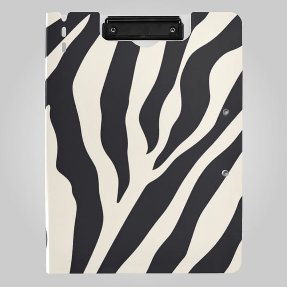 Black White Abstract Zebras Pattern Foldable Binder Folder Clipboard with Pen Slot Double Clips A4 Size File Storage