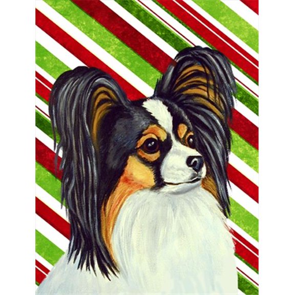 11 x 15 in. Papillon Candy Cane Holiday Christmas Garden Size Flag