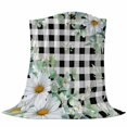thumbnail image 6 of Spring Floral Blanket Soft Cozy Warm Throw Blanket for Couch, Plush Fuzzy Flannel Fleece Blankets for Sofa, Daisy Eucalyptus Leaves Black White Plaid Bed Blankets Lightweight Gifts for Women, 50"x60", 6 of 9