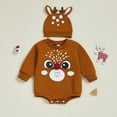 thumbnail image 5 of FYEGRE Festive Reindeer Long Sleeve Bodysuit Romper With Hat For Baby Girls Holiday Season Outfit Khaki 0-3 Months, 5 of 6