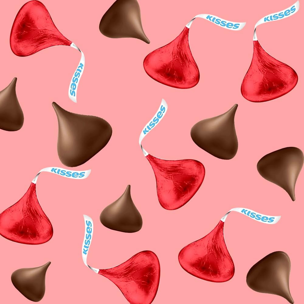 HERSHEY'S KISSES Milk Chocolate Red Foil Candy, Bulk Pack 2 Pounds