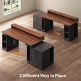 thumbnail image 5 of 55" Farmhouse Electric Standing Desk with 3 Drawers and Storage Shelves, Height Adjustable Computer Desk for Home Office, Study Writing Table, 5 of 7